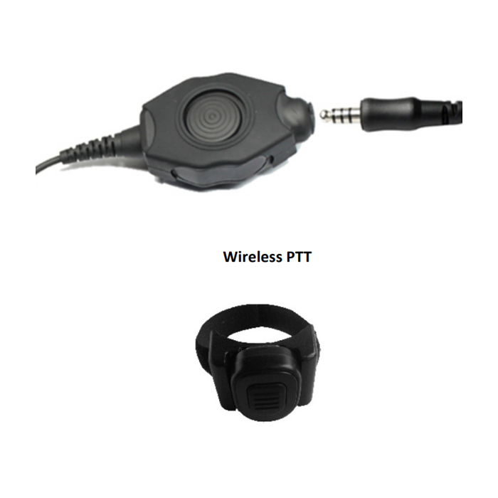 IP67 Tactical PTT with wireless receiver to TAC-PTT and with auto switching amplifier circuit, Nexus headset socket (for use with dynamic & electret microphone inputs)